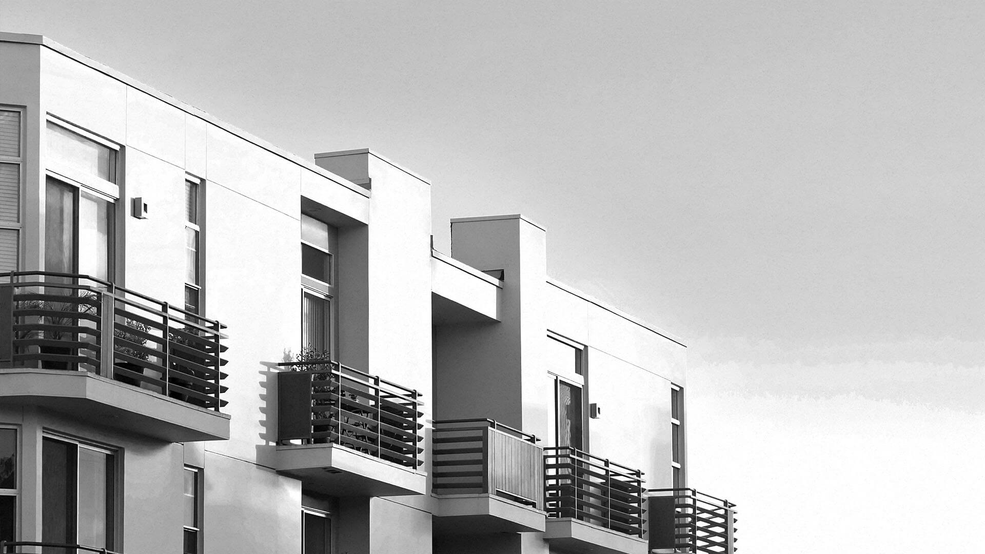 black white apartments