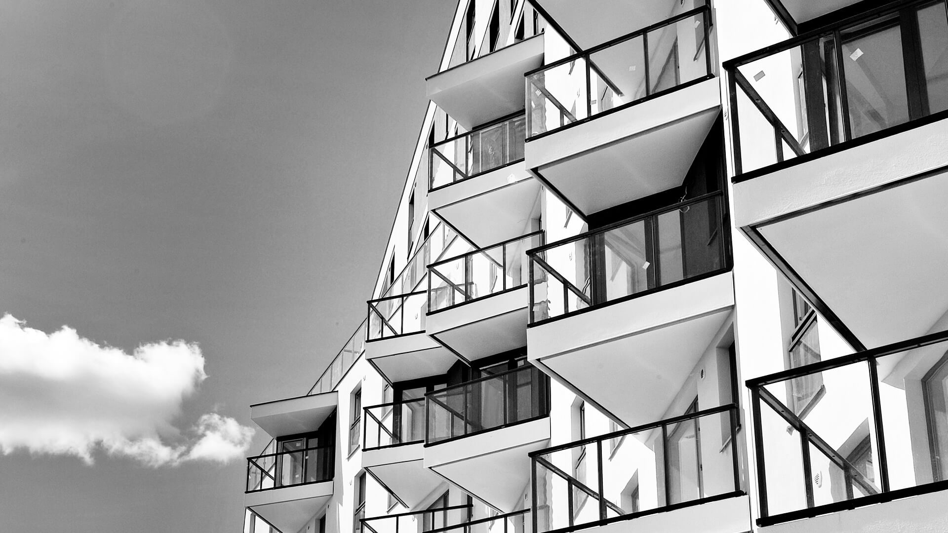 apartment block black white